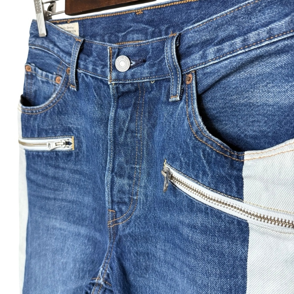 Levi's Premium | 5 Moto Colorblock Crop Buttonfly Jeans | 100% Cotton | Sz 29/28 - Picture 6 of 15